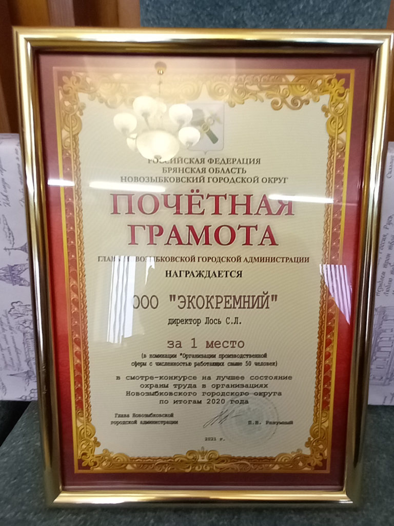 19 ноября подведены итоги смотра-конкурса на лучшее состояние охраны труда в организациях Новозыбковского городского округа за 2020 год.